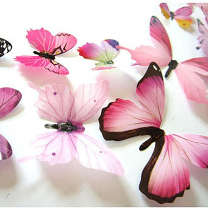 12 PCS 3D BUTTERFLY Wall Stickers Removable Decals Kids Nursery Wedding Decor AU - Aimall