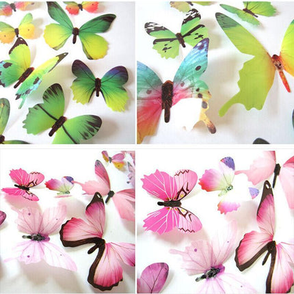 12 PCS 3D BUTTERFLY Wall Stickers Removable Decals Kids Nursery Wedding Decor AU - Aimall