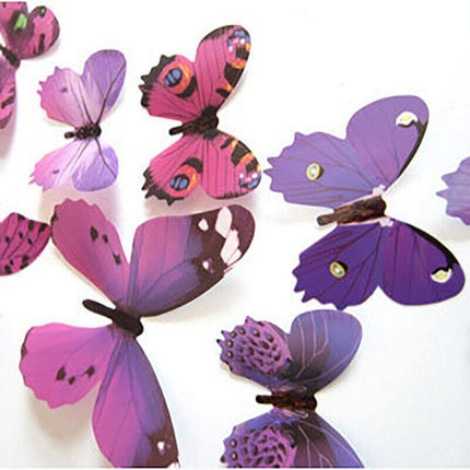 12 PCS 3D BUTTERFLY Wall Stickers Removable Decals Kids Nursery Wedding Decor AU - Aimall