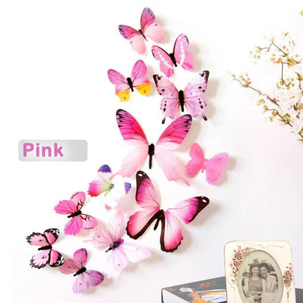 12 PCS 3D BUTTERFLY Wall Stickers Removable Decals Kids Nursery Wedding Decor AU - Aimall