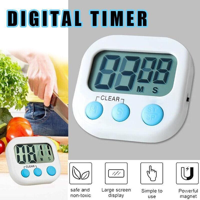 Kitchen Timer Large LCD Digital Display Screen Magnetic COUNT DOWN Sport Alarm - Aimall