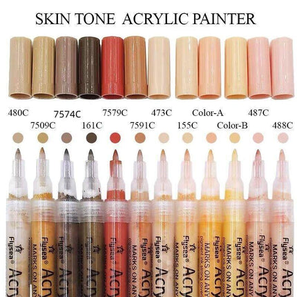 12 Colours Acrylic Paint Pens Markers Skin Tone Rock Painting Rubber Ceramics AU - Aimall