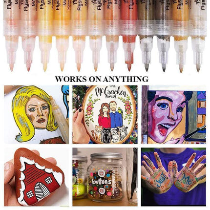 12 Colours Acrylic Paint Pens Markers Skin Tone Rock Painting Rubber Ceramics AU - Aimall