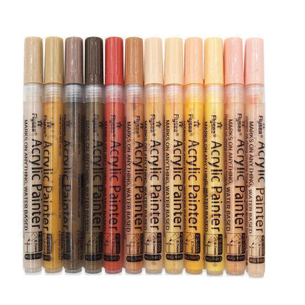 12 Colours Acrylic Paint Pens Markers Skin Tone Rock Painting Rubber Ceramics AU - Aimall