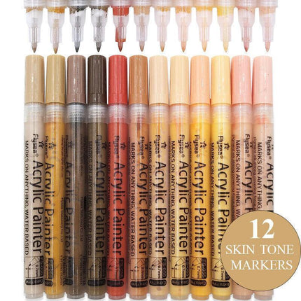 12 Colours Acrylic Paint Pens Markers Skin Tone Rock Painting Rubber Ceramics AU - Aimall