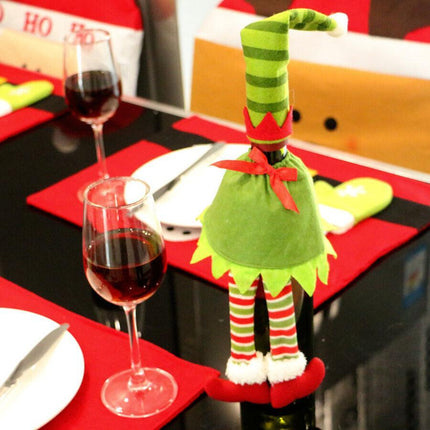 4X Christmas Bottle Covers Gift Holder Bags Dot Decoration Bag Red Wine Clothes - Aimall