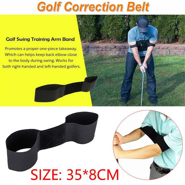 Golf Swing Training Aid Golf Arm Band Posture Motion Correction Belt Free Post - Aimall