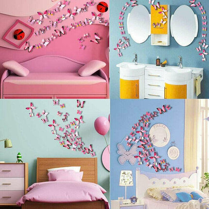 12PCS 3D Butterfly Wall Magnets Removable Sticker Decals Kids Art Nursery Decor - Aimall
