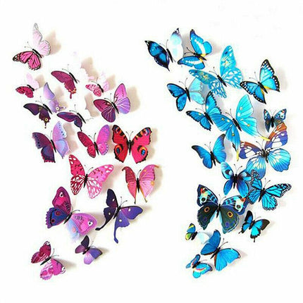 12PCS 3D Butterfly Wall Magnets Removable Sticker Decals Kids Art Nursery Decor - Aimall