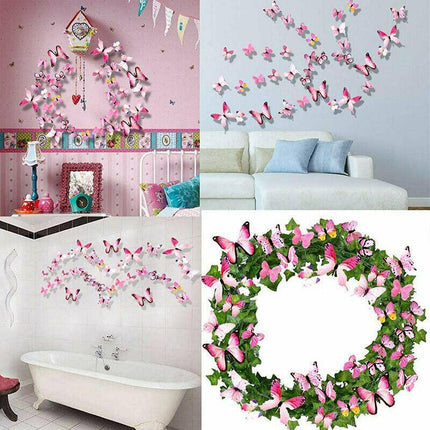 12PCS 3D Butterfly Wall Magnets Removable Sticker Decals Kids Art Nursery Decor - Aimall