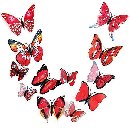 12PCS 3D Butterfly Wall Magnets Removable Sticker Decals Kids Art Nursery Decor - Aimall