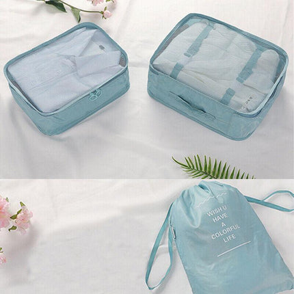 8PCS Packing Cubes Travel Pouches Luggage Organiser Clothes Suitcase Storage Bag - Aimall