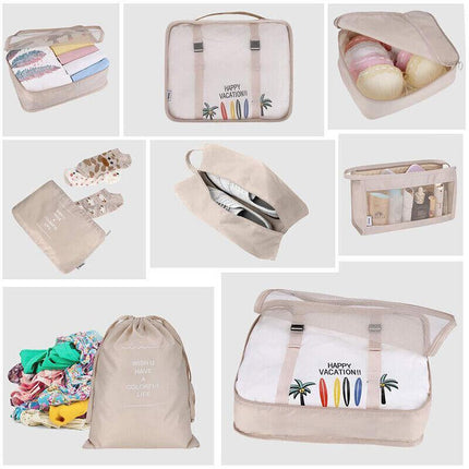 8PCS Packing Cubes Travel Pouches Luggage Organiser Clothes Suitcase Storage Bag - Aimall