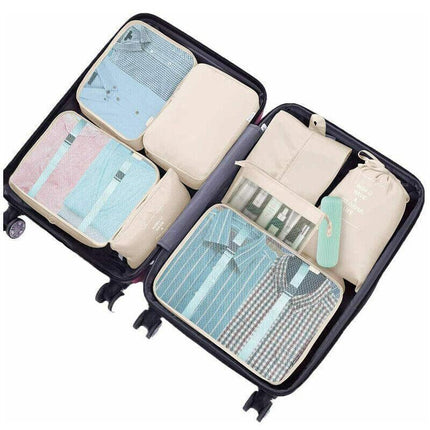 8PCS Packing Cubes Travel Pouches Luggage Organiser Clothes Suitcase Storage Bag - Aimall