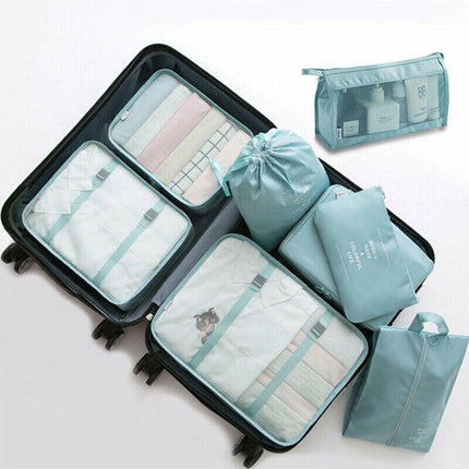 8PCS Packing Cubes Travel Pouches Luggage Organiser Clothes Suitcase Storage Bag - Aimall