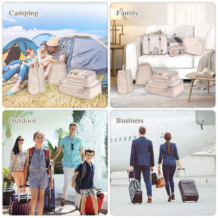 8PCS Packing Cubes Travel Pouches Luggage Organiser Clothes Suitcase Storage Bag - Aimall