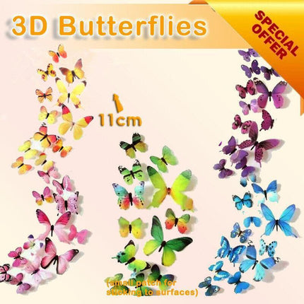 12 PCS 3D BUTTERFLY Wall Stickers Removable Decals Kids Nursery Wedding Decor AU - Aimall