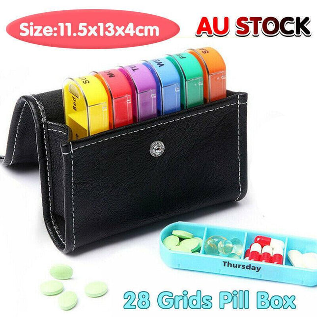 28 Grids 7 Day Weekly Storage Pill Box Tablet Sorter Container Case Organizer AU - Aimall