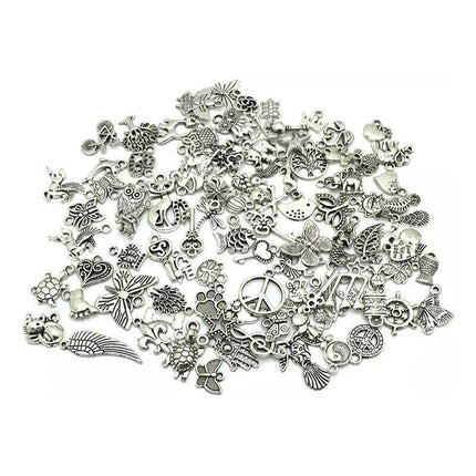 100X Jewelry Making Silver Charms Mixed Tibetan Silver Metal Charms Pendants DIY - Aimall