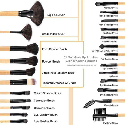 24 Pcs Professional Makeup Brush Kit Set Cosmetic Make Up Beauty Brushes Bag AU - Aimall