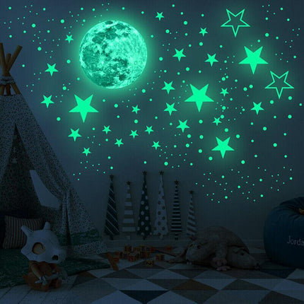 435pcs Glow In The Dark Luminous Stars And Moon Planet Space Wall Stickers Decal - Aimall