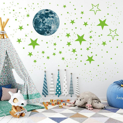 435pcs Glow In The Dark Luminous Stars And Moon Planet Space Wall Stickers Decal - Aimall