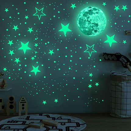 435pcs Glow In The Dark Luminous Stars And Moon Planet Space Wall Stickers Decal - Aimall