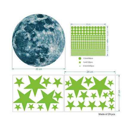 435pcs Glow In The Dark Luminous Stars And Moon Planet Space Wall Stickers Decal - Aimall