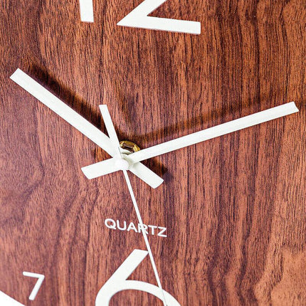 Glow In Dark Wall Clock Luminous Quartz Wooden Non Ticking Home Decor 12''/30cm - Aimall