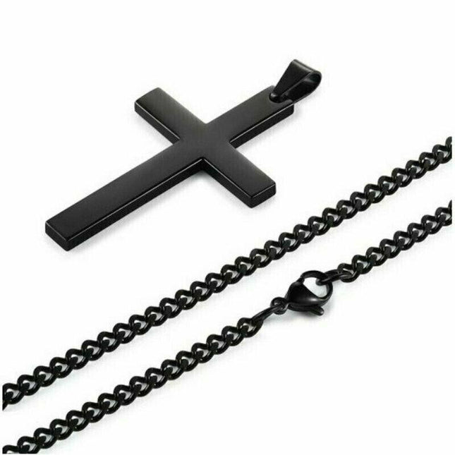 Stainless Steel Cross Pendant Men Women Chain Necklace Religious Jewelry AU - Aimall