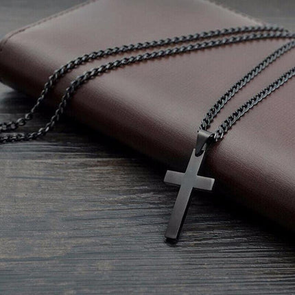 Stainless Steel Cross Pendant Men Women Chain Necklace Religious Jewelry AU - Aimall