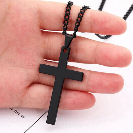 Stainless Steel Cross Pendant Men Women Chain Necklace Religious Jewelry AU - Aimall