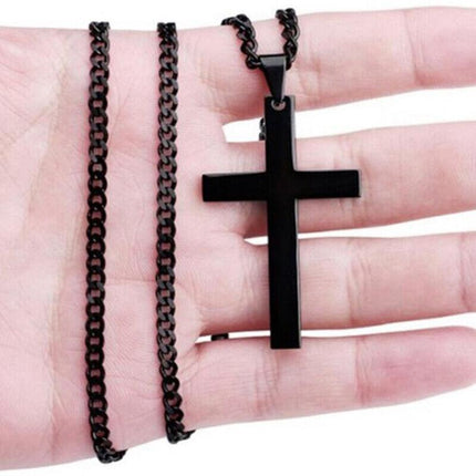 Stainless Steel Cross Pendant Men Women Chain Necklace Religious Jewelry AU - Aimall