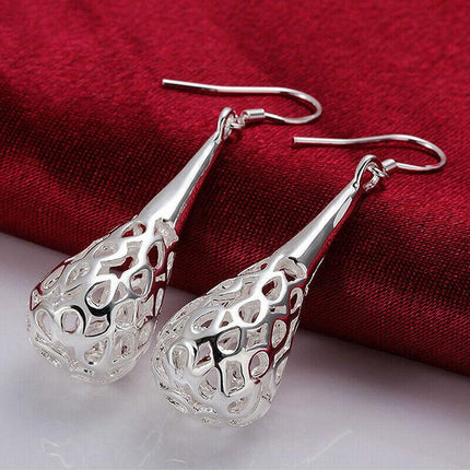 NEW Wholesale 925 Sterling Silver Filled Filigree Teardrop Drop Dangle Earrings - Aimall