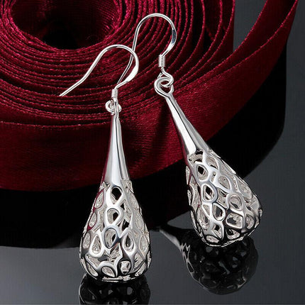 NEW Wholesale 925 Sterling Silver Filled Filigree Teardrop Drop Dangle Earrings - Aimall