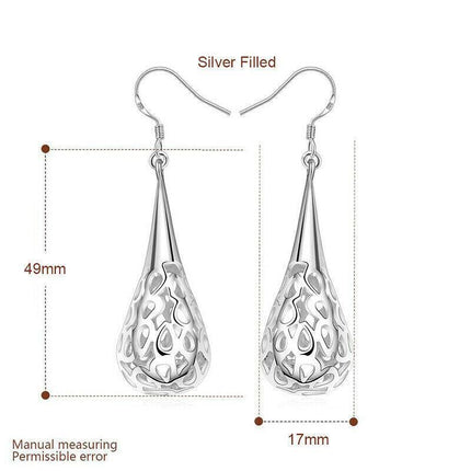 NEW Wholesale 925 Sterling Silver Filled Filigree Teardrop Drop Dangle Earrings - Aimall