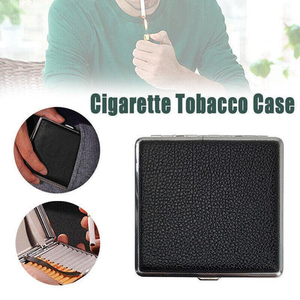 Stainless Steel+Pu Cigar Cigarette Tobacco Case Pocket Pouch Holder Box AU Stock - Aimall