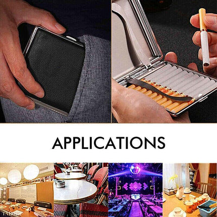 Stainless Steel+Pu Cigar Cigarette Tobacco Case Pocket Pouch Holder Box AU Stock - Aimall