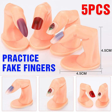 5PCS Model Fake Display Hand Nail Art Practice Finger For Training Manicure AU - Aimall
