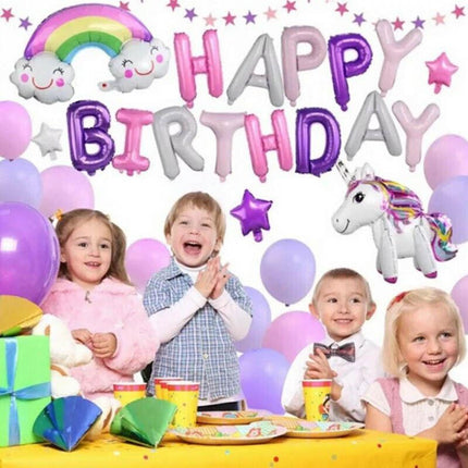 45-50 PCS Happy Birthday 3D Unicorn Decoration Balloons DIY Decor Party Set AU - Aimall
