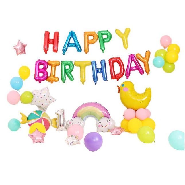 45-50 PCS Happy Birthday 3D Unicorn Decoration Balloons DIY Decor Party Set AU - Aimall