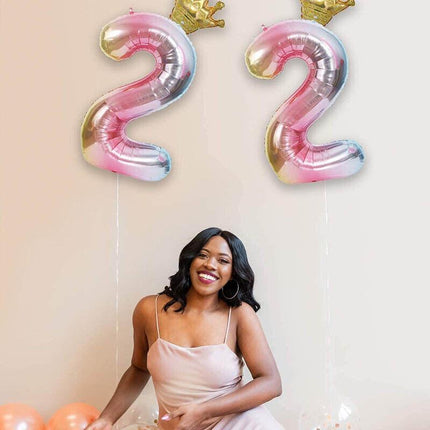 81cm Iridescent Rainbow Foil Balloons 32" Number Wedding Birthday Party Balloon - Aimall