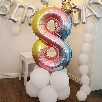 81cm Iridescent Rainbow Foil Balloons 32" Number Wedding Birthday Party Balloon - Aimall