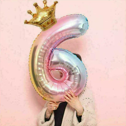 81cm Iridescent Rainbow Foil Balloons 32" Number Wedding Birthday Party Balloon - Aimall