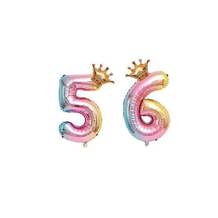81cm Iridescent Rainbow Foil Balloons 32" Number Wedding Birthday Party Balloon - Aimall