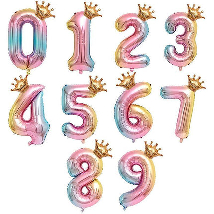 81cm Iridescent Rainbow Foil Balloons 32" Number Wedding Birthday Party Balloon - Aimall