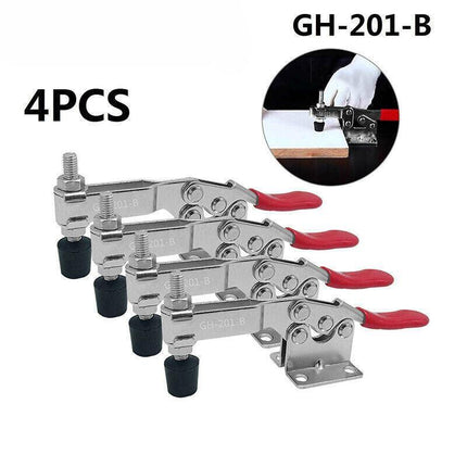 4x 100Kg/220Lb Holding Capacity Quick Release Hand Tool Toggle Clamp Horizontal - Aimall