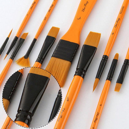 10 PCS Acrylic Paint Brush Set Kit Artist Nylon Brush Pen Colour Painting Travel - Aimall