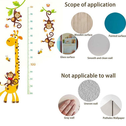 Kids Height Chart Wall Stickers Nursery Growth Measurement Ruler Removable Decal - Aimall