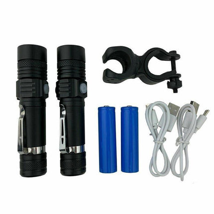 2X 60000lm LED Flashlight Torch For Bike Mount USB Rechargeable T6 XM-L AU - Aimall